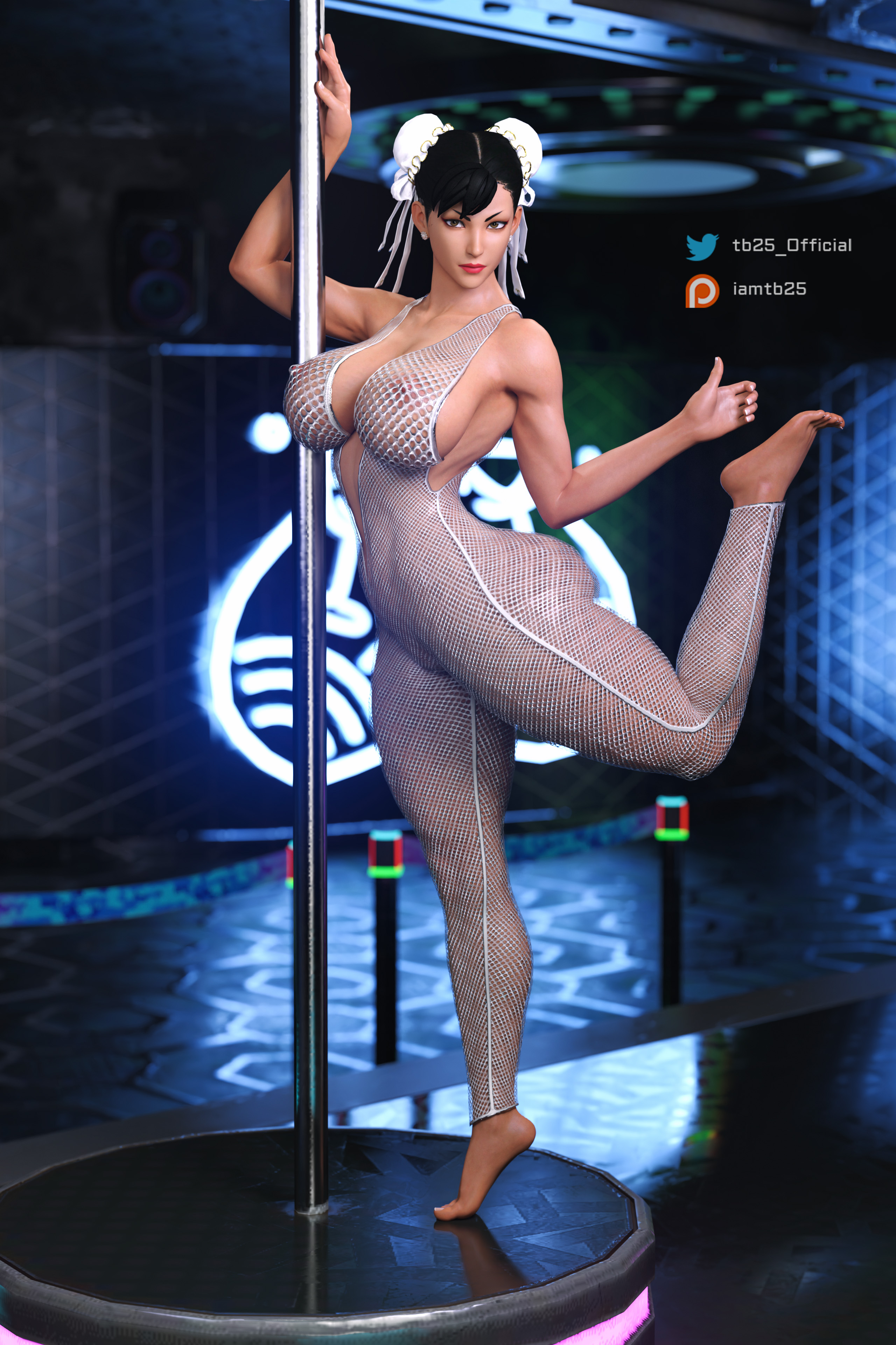 1girls, 3d, abs, asian, asian female, ass, big ass, big breasts, breasts, capcom, chun-li, female, female only, fishnet bodysuit, fishnets, fit, fit female, patreon username, pole, solo, street fighter, street fighter v, stripper pole, tb25, thick thighs, twitter username, wide hips
