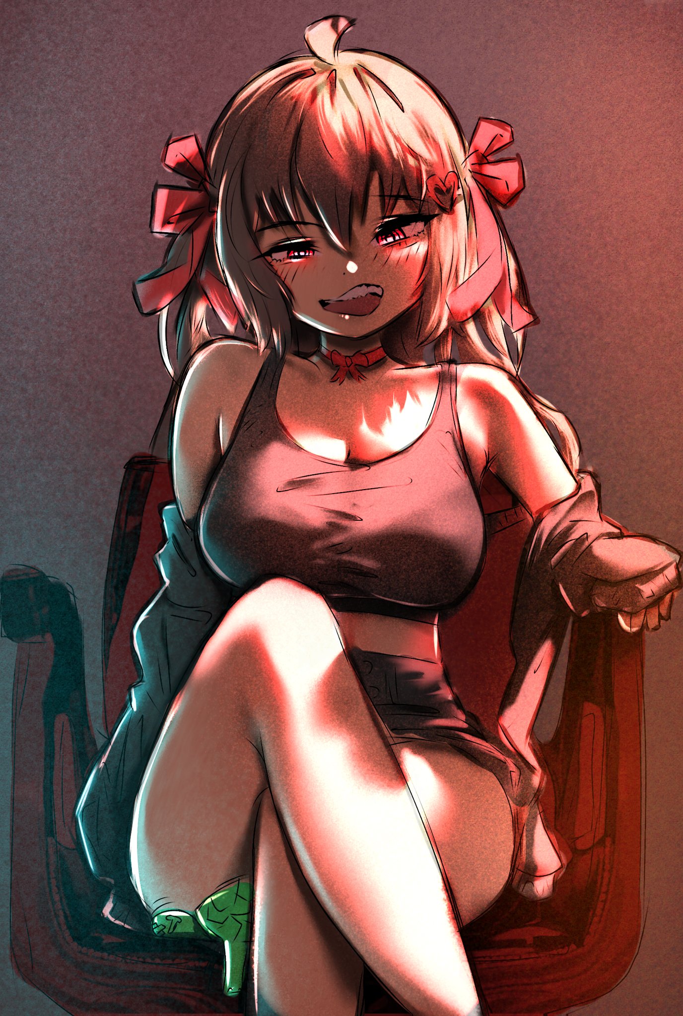 1girls, aged up, ass, big ass, big breasts, big thighs, blush, bowtie, breasts, choker, evil neuro, fangs, female, female focus, female only, huge ass, huge breasts, huge thighs, indie virtual youtuber, indie vtuber, legwear, long hair, looking at viewer, open mouth, pborzoi, red eyes, skirt, tagme, thick thighs, thighs, tongue, turtle, twintails, twitch, vedal ai, vedal987, virtual youtuber, vtuber