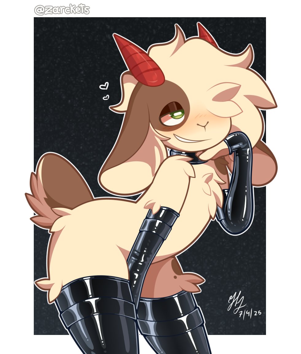 1boy, anthro, antropomorph, femboy, femboy antromorph, furry, gay, goat, goat femboy, goat horns, horns, male, thick thighs, thighhighs, thighs, zarckets