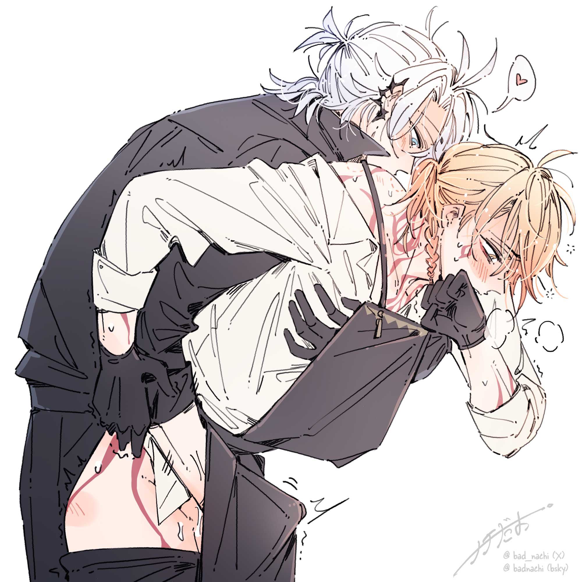 anal, anal sex, from behind, gay, handjob, honkai: star rail, male, mydei (honkai: star rail), phaidei (honkai: star rail), phainon (honkai: star rail), standing, standing sex, yaoi
