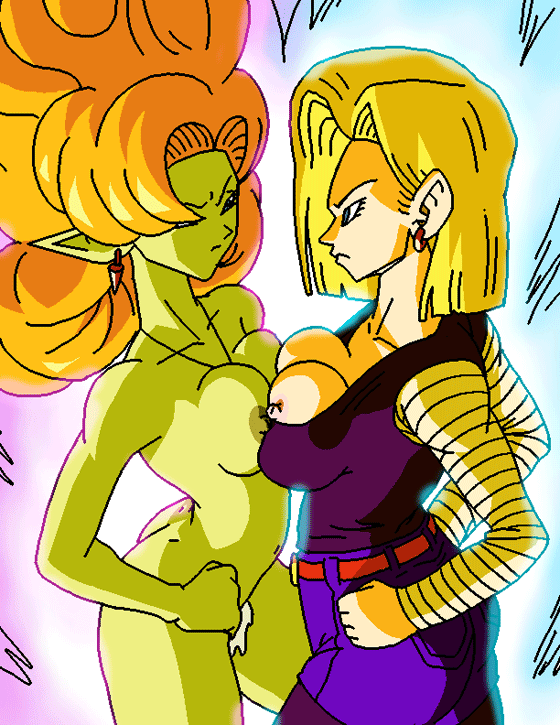 1girls alien_girl android_18 blonde_hair blue_eyes blue_skin bob_cut breasts clothed clothed_female clothed_female_nude_female comic dboy dragon_ball dragon_ball_z female ginger green_skin human humanoid krillin kuririn long_hair male medium_hair nude nude_female orange_hair pantyhose petite pointy_ears yuri zangya