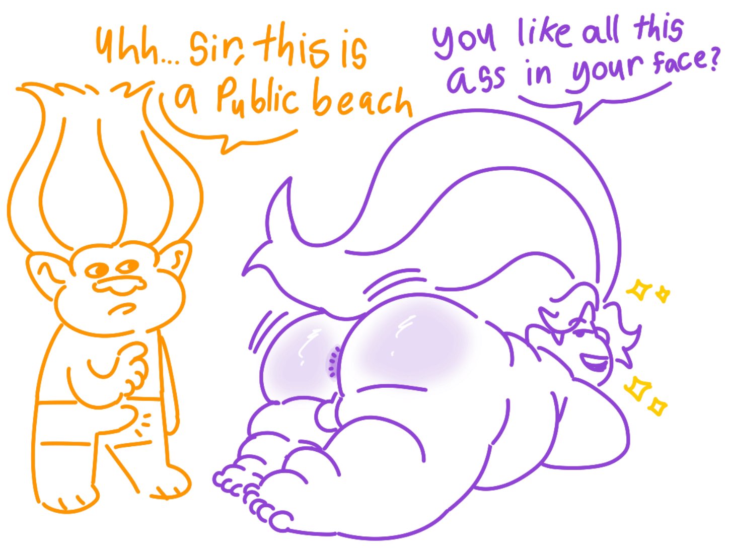 anal anommyself ass balls bara daddy dilf exposed_ass fat fat_ass gay male penis seductive sex simple_background spruce_(trolls) text trolls trolls_band_together yaoi