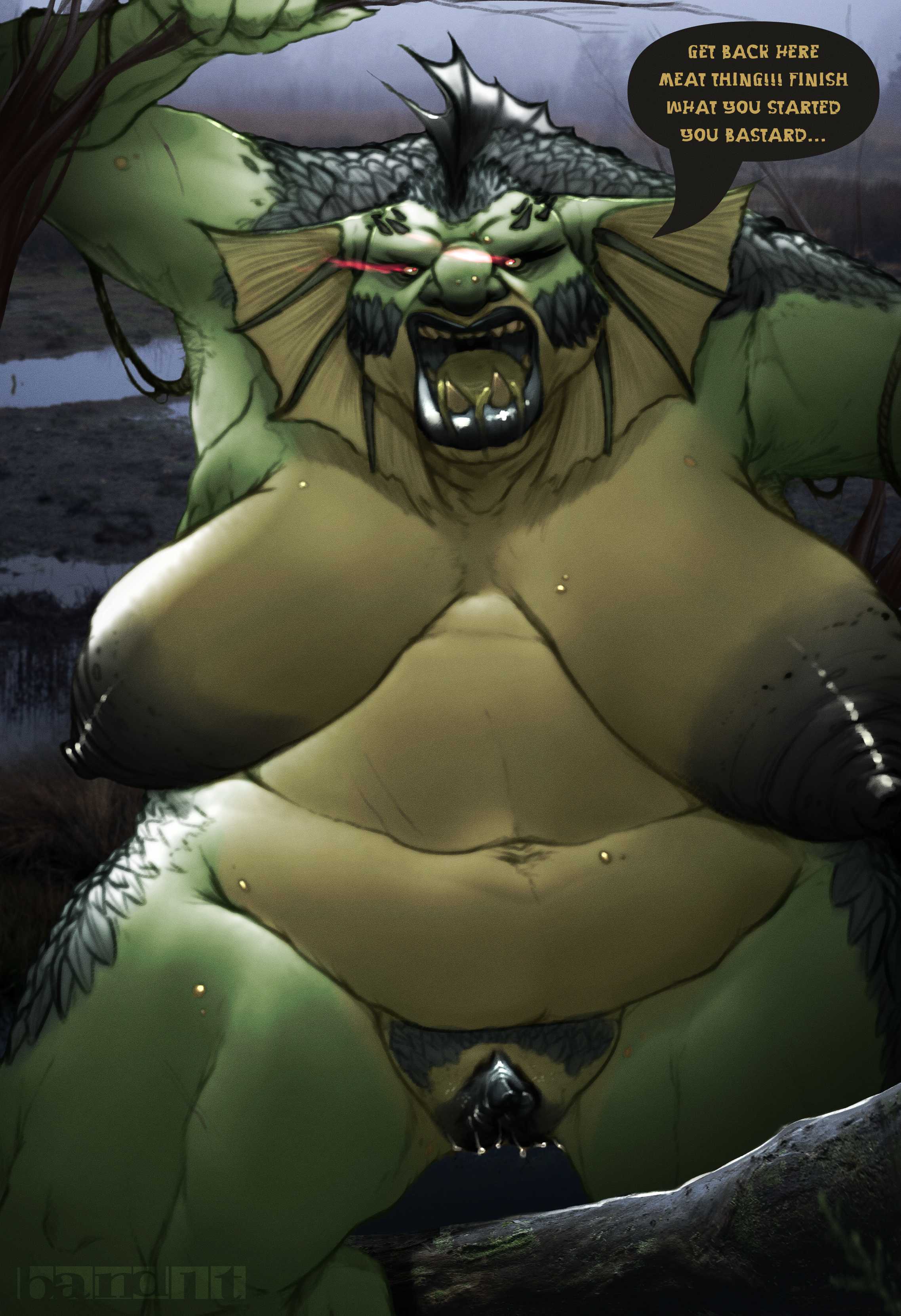 1girls, aggressive, anger, angry, areola, armpit hair, armpits, band1tnsfw, bbw, belly, big areola, big belly, big breasts, big clitoris, big lips, big nipples, big thighs, breasts, busty, clitoral hood, clitoris, dialogue, digital art, digital drawing (artwork), digital media (artwork), english text, fellwater troggoth, female, female focus, female only, genitals, glands of montgomery, glowing eyes, hips, horns, large breasts, looking at viewer, muscular, muscular thighs, nightmare waifu, nipples, overweight, overweight female, plump breasts, plump labia, portrait, puffy areola, pussy, pussy juice, sagging breasts, scale markings, scales, solo, solo female, speech, speech bubble, swamp, talking to viewer, text, thick lips, thick thighs, thighs, troll, ugly, ugly female, warhammer (franchise), warhammer age of sigmar, warhammer fantasy, wet pussy, wide hips, wide thighs