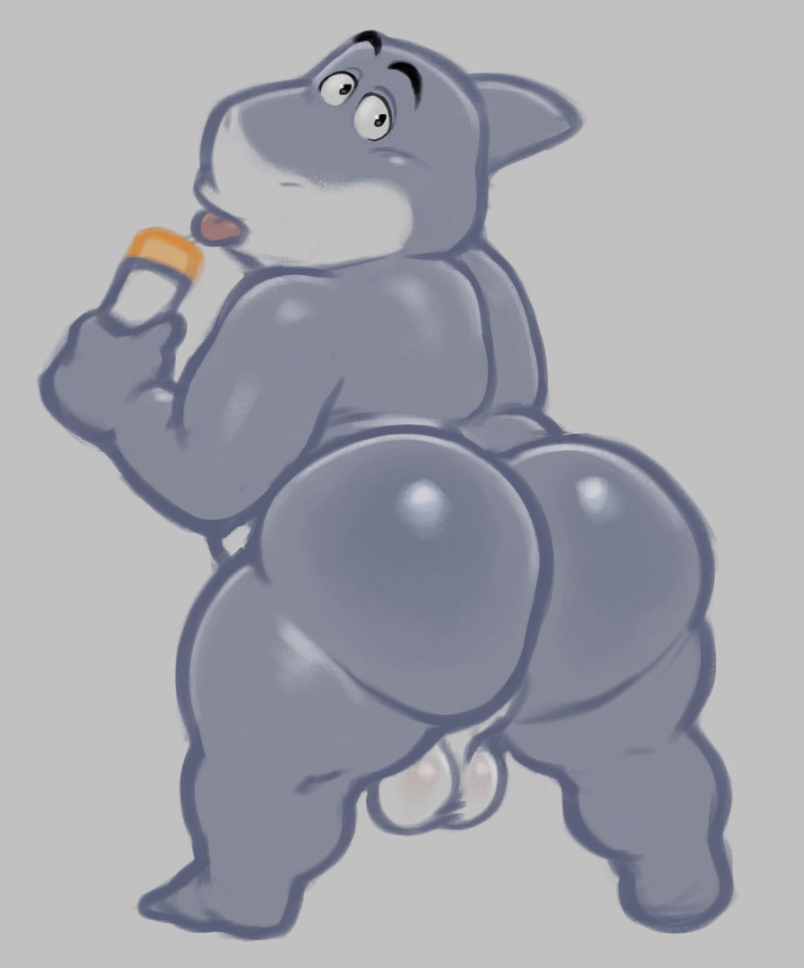 1boy anthro ass backsack balls bara_ass big_ass big_ass_(male) big_butt bubble_ass bubble_butt dreamworks fat_ass fat_butt fish food gay genitals girlt grey_background grey_body hi_res huge_ass huge_butt hunnipanda looking_at_viewer looking_back looking_back_at_viewer male marine mr._shark_(the_bad_guys) muscular_ass muscular_butt nude perineum plump_ass plump_butt popsicle presenting presenting_hindquarters round_ass round_butt shark simple_background solo the_bad_guys thick_ass thick_butt tongue tongue_out