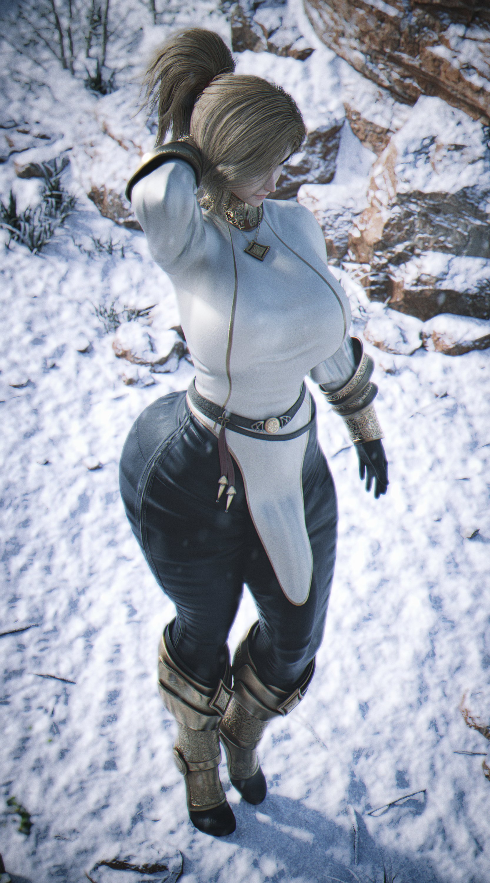 1futa, 3d, big breasts, big penis, breasts, bulge, cameltail, circumcised, erection, erection under clothes, futa only, futanari, intersex, kisara (tales), large breasts, large penis, penis, penis under clothes, solo, stevencarson, tales of (series), tales of arise
