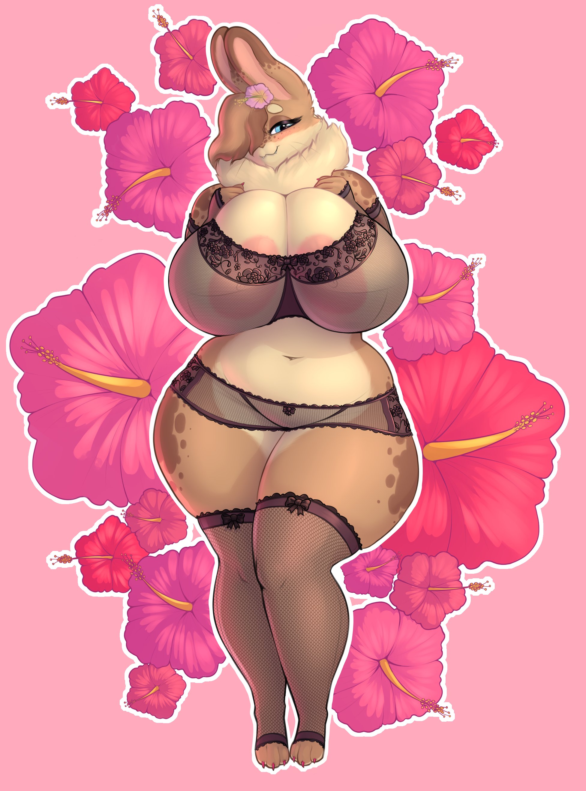 big breasts, breasts, female, furry, hazel (shakotanbunny), shakotanbunny, thick thighs, wide hips
