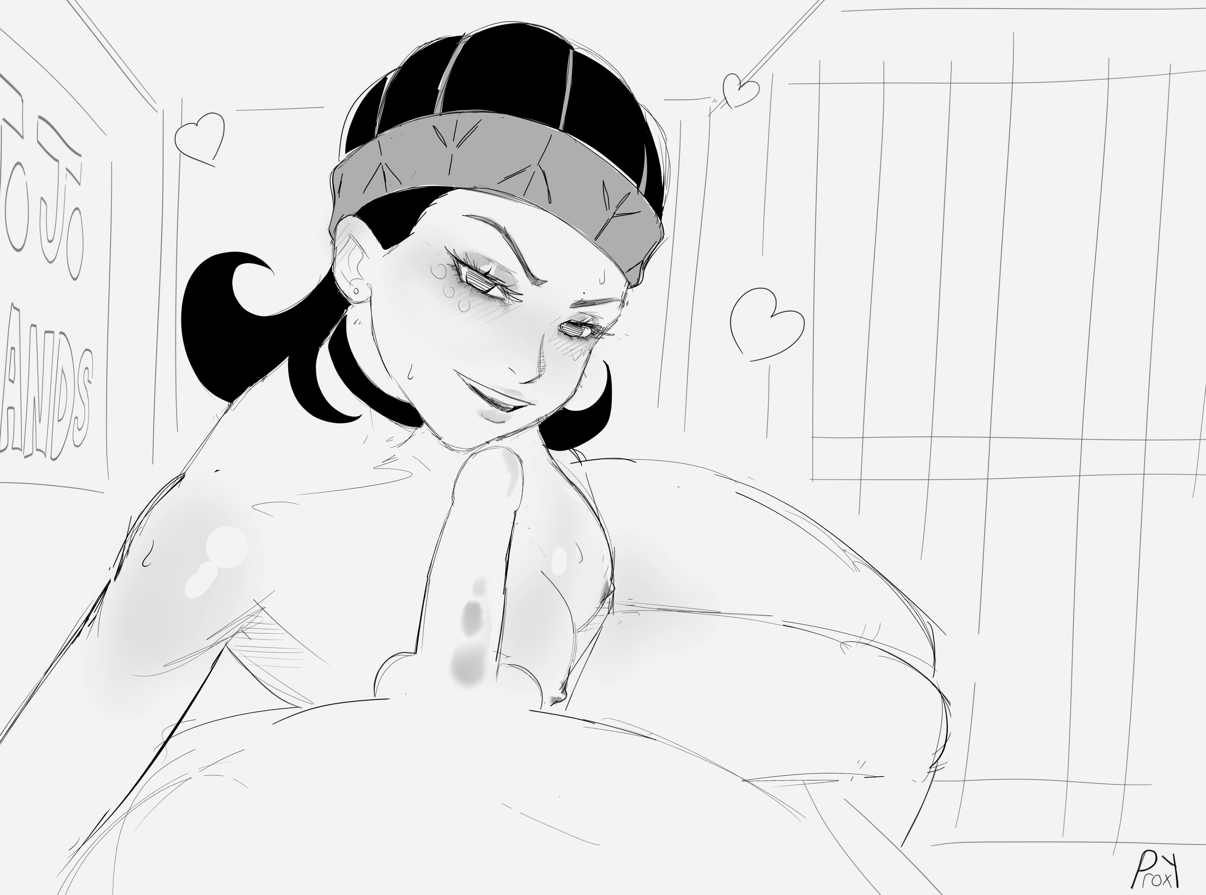 1girls, black hair, breasts, female, gwess, heart, human, jojo's bizarre adventure, male, naked, penis, proxyone, shounen jump, stone ocean