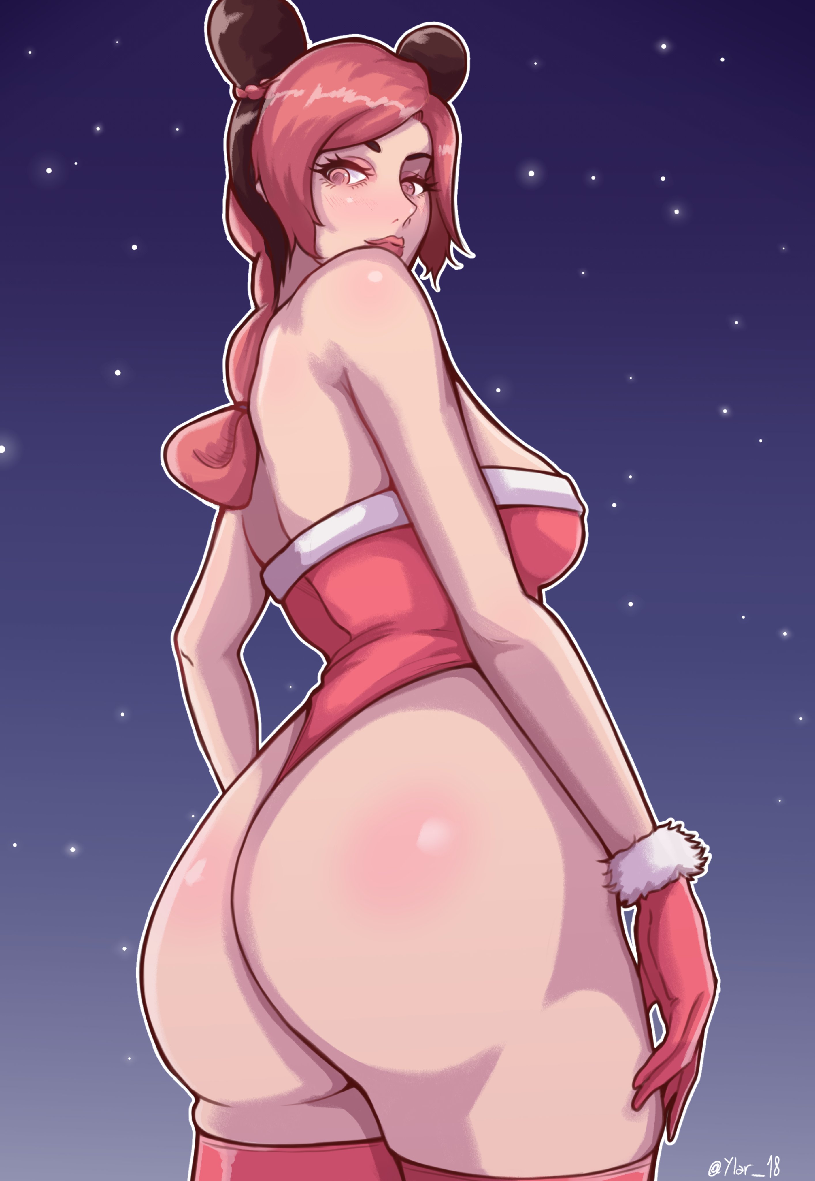 1girls, ass, breasts, christmas, female, human, jojo's bizarre adventure, jolyne kujo, larsson (artist), light skin, light-skinned female, long hair, shounen jump, stone ocean, yurilarsson