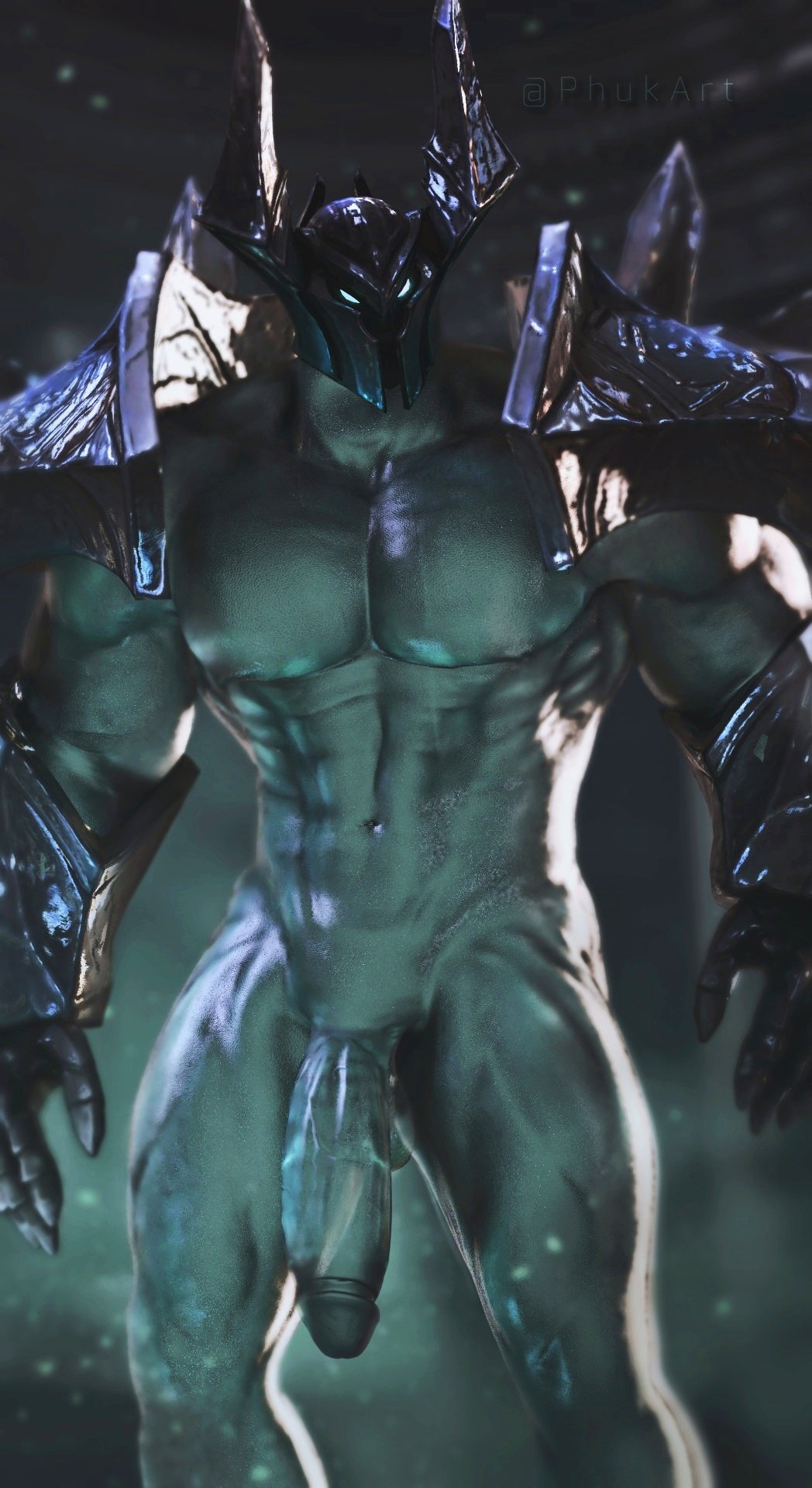 1boy abs armor biceps gay helmet league_of_legends male male_only mordekaiser muscular muscular_male nipples pecs penis phukart solo solo_male veiny_penis