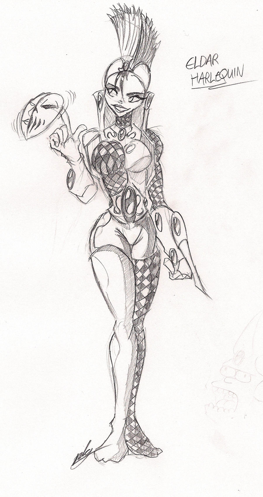 1girls ass clothed eldar english_text female harlequin_(warhammer) sketch text warhammer_(franchise) warhammer_40k