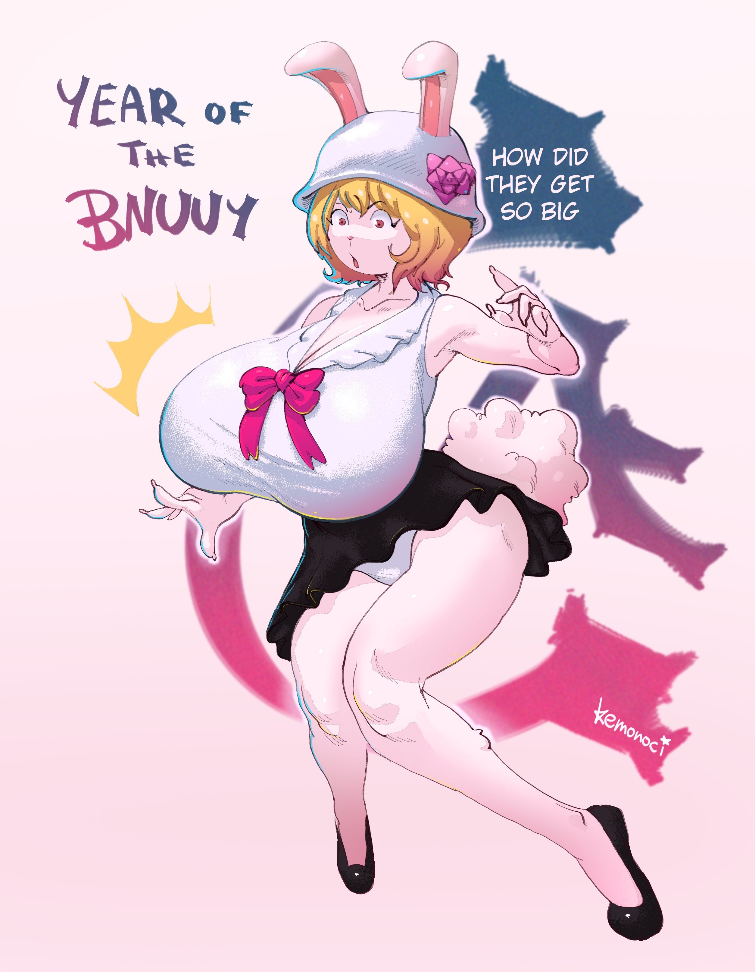 big breasts, breasts, bunny girl, carrot (one piece), female, female only, flats, furry, kemonoci, one piece, shoes, solo, text, year of the rabbit