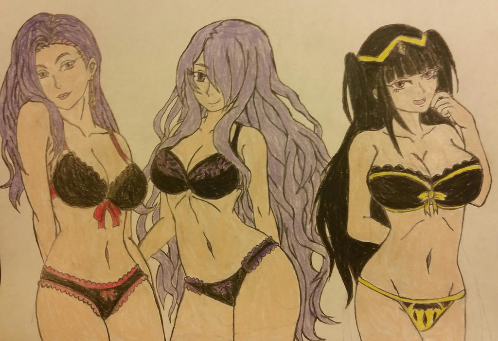 3girls alternate_costume breasts camilla_(fire_emblem) dcb2art female female_only fire_emblem fire_emblem_awakening fire_emblem_fates handdrawn looking_at_viewer nintendo sonia_(fire_emblem) tharja_(fire_emblem)