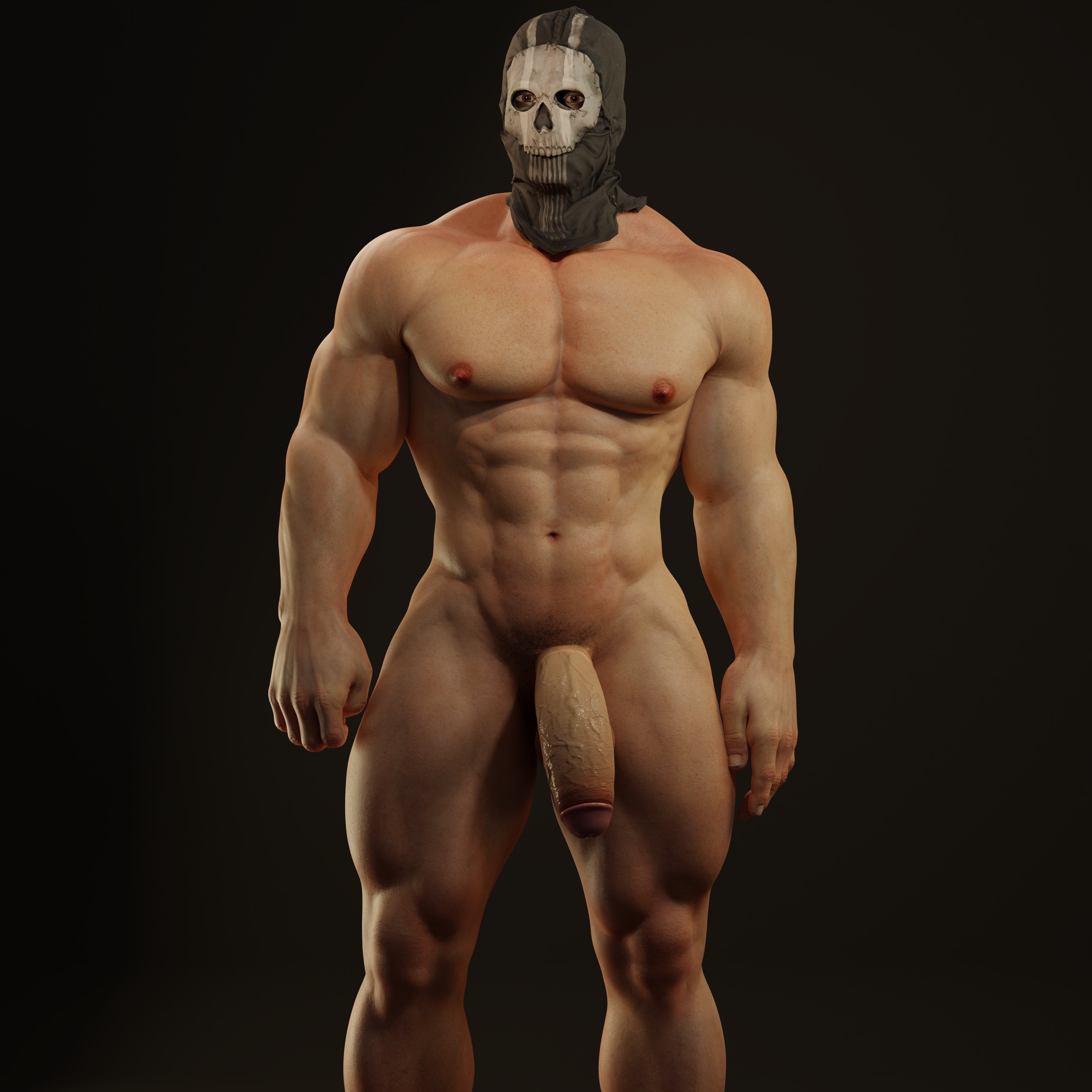 1boy, 3d, balls, big pecs, big penis, call of duty, call of duty modern warfare 2 (2022), gay, ghost (modern warfare 2), male, male only, muscular, muscular male, navel, nipples, pecs, penis, pubes, pubic hair, simon riley, solo, solo male, voluox