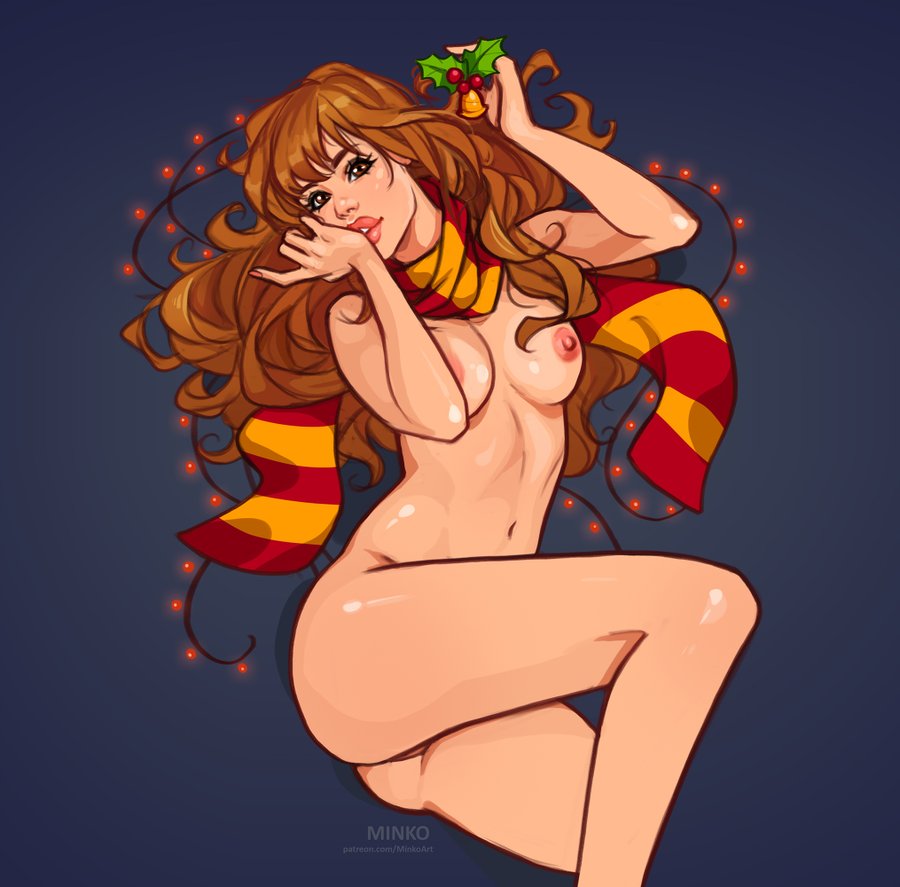 1girls bell big_breasts breasts busty christmas christmas_decorations christmas_lights cleavage curvaceous curvy curvy_figure digital_drawing_(artwork) digital_media_(artwork) eyebrows eyelashes eyes female female_focus female_only hair harry_potter hermione_granger hips holding_mistletoe holding_object hourglass_figure legs light-skinned_female light_skin lips long_eyelashes minko mistletoe mostly_nude naked_scarf neckwear neckwear_only nude nude_female nudity olena_minko partially_clothed scarf scarf_only shiny_skin slim slim_waist solo thick thick_legs thick_thighs thighs upper_body voluptuous waist wide_hips