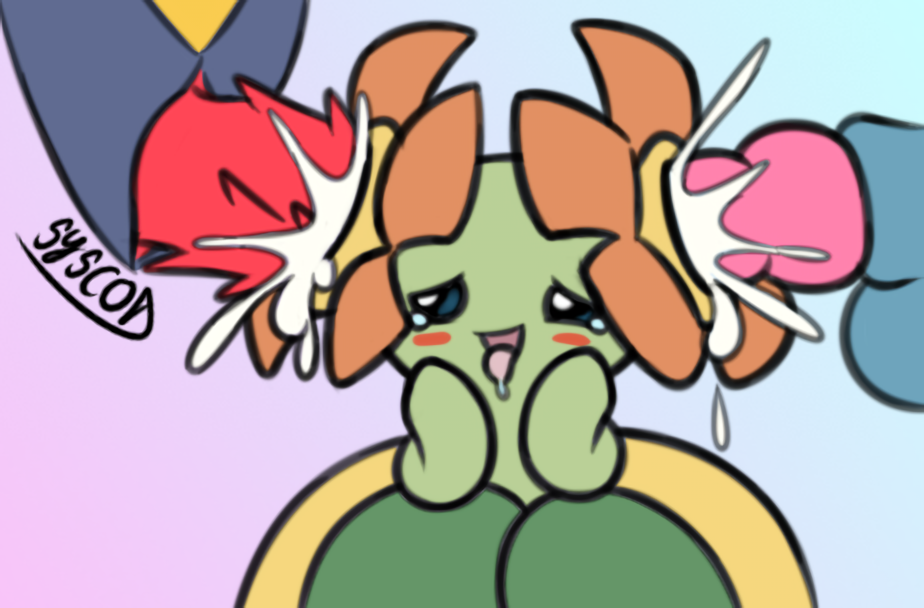 2boys bellossom cum cum_in_flowers cum_on_flower dominant_feral ear_penetration female furry_on_plantie garchomp lucario plantie pokémon_(species) pokemon pokemon_(species) syscod