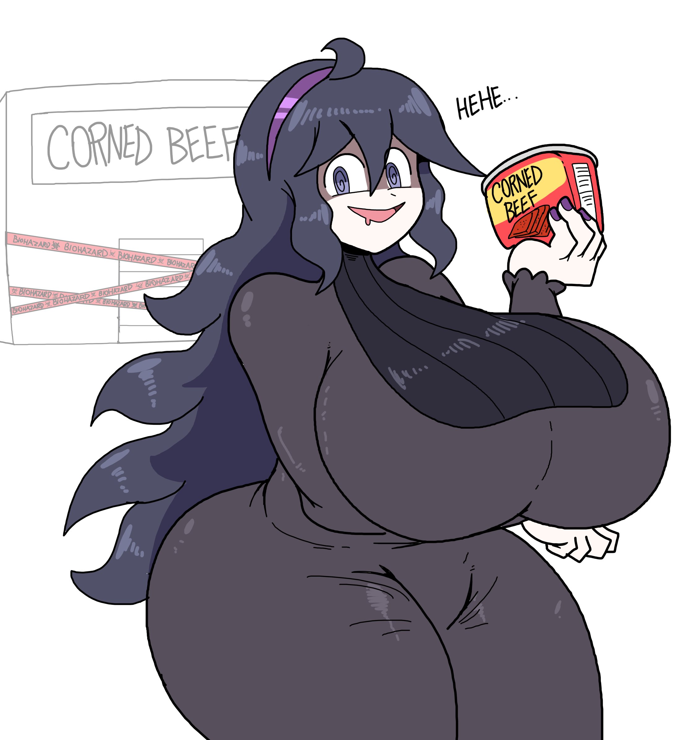 big breasts, breasts bigger than head, clothed, clothed female, hex maniac, pokemon, poopishness, thick thighs