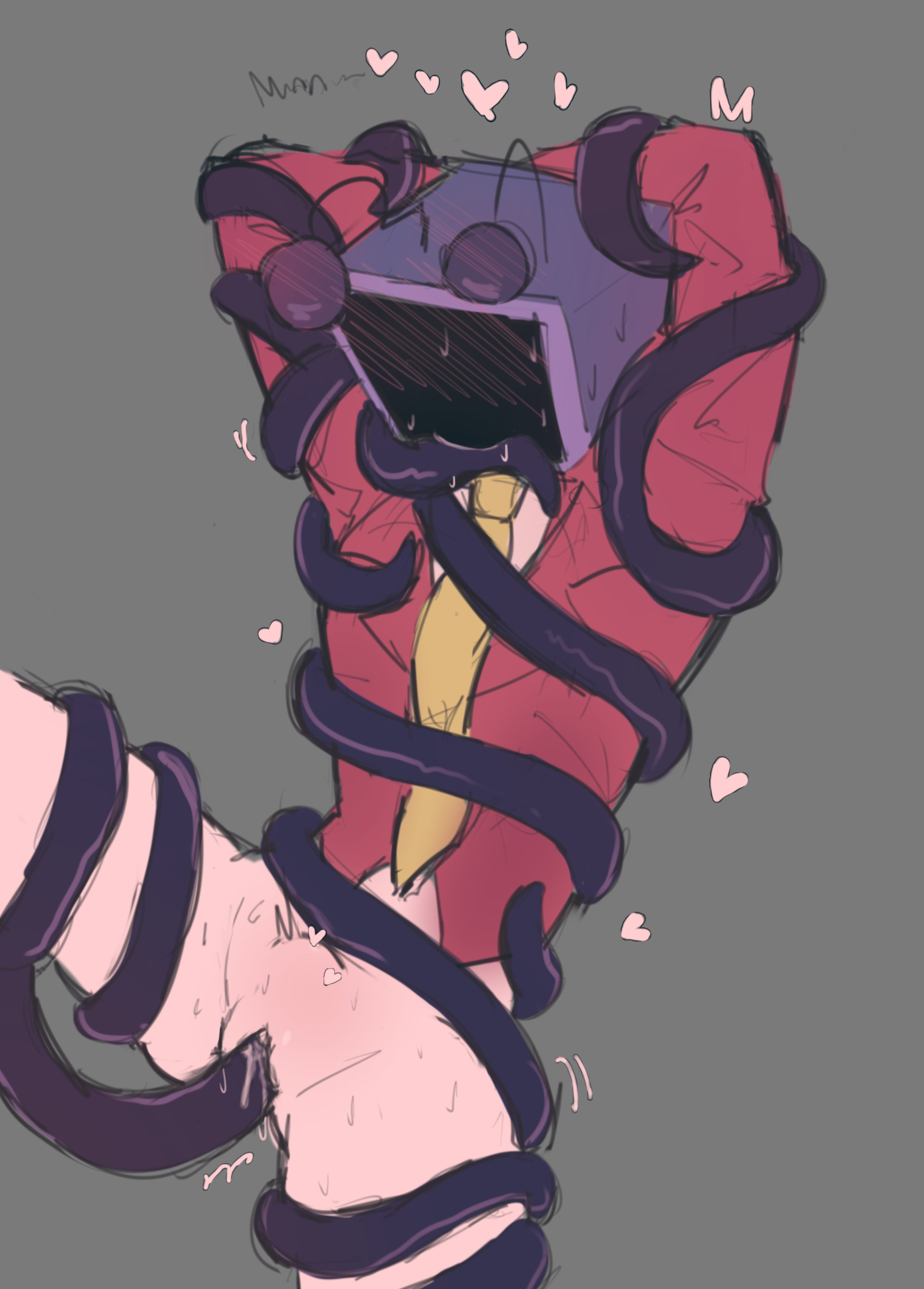 deltarune, half-dressed, object head, pussy, sarrwrr, tenna (deltarune), tentacle, tentacle sex