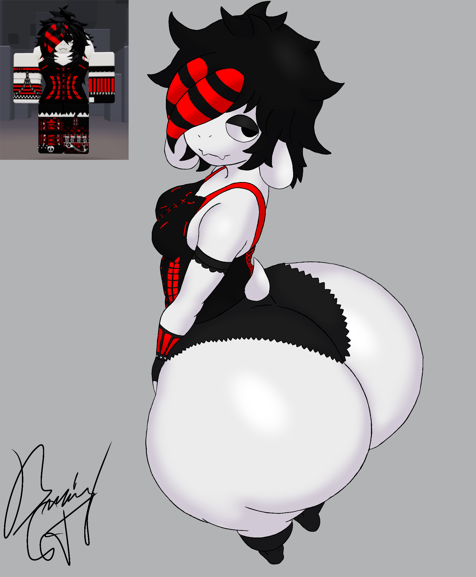 1girls, ass, ass bigger than head, ass focus, big ass, burningcat80, female, furry, gothic, gothic girl, gotica culona, huge ass, reference image, roblox, roblox avatar, robloxian, self upload, tagme, tomboy