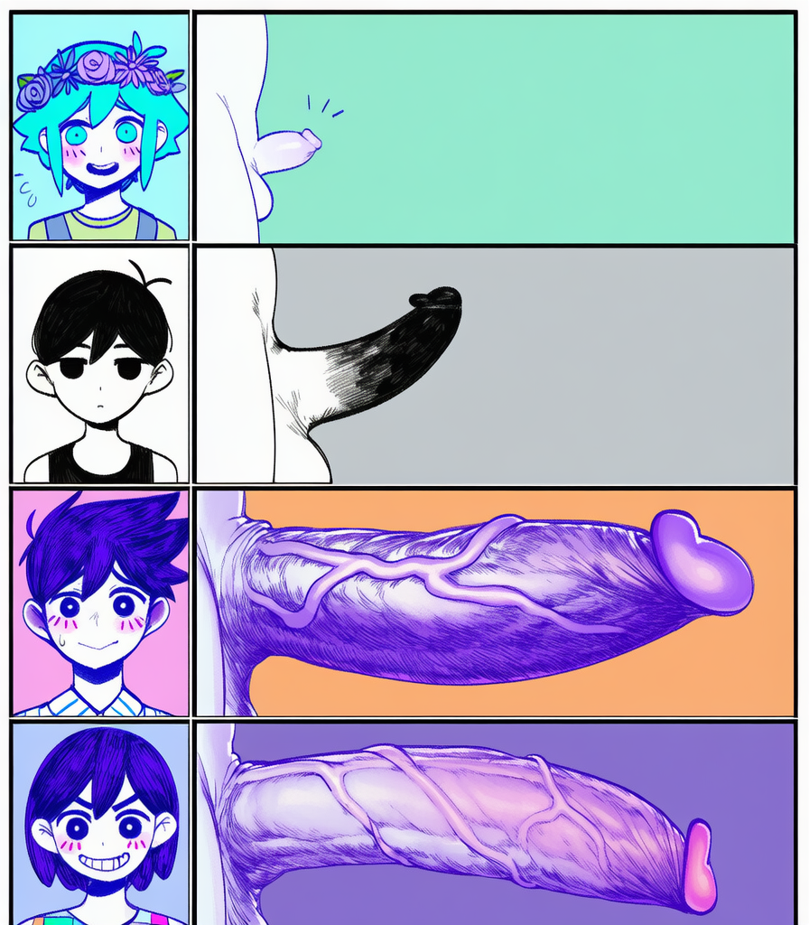 4boys, ai generated, basil (omori), big penis, cock chart, hero (omori), huge cock, kel (omori), large penis, male, male only, micropenis, novelai, omori, omori (character), penis, penis size chart, penis size comparison, penis size comparison meme, penis size difference, sketch, small penis, tagme, tiny penis, veiny penis