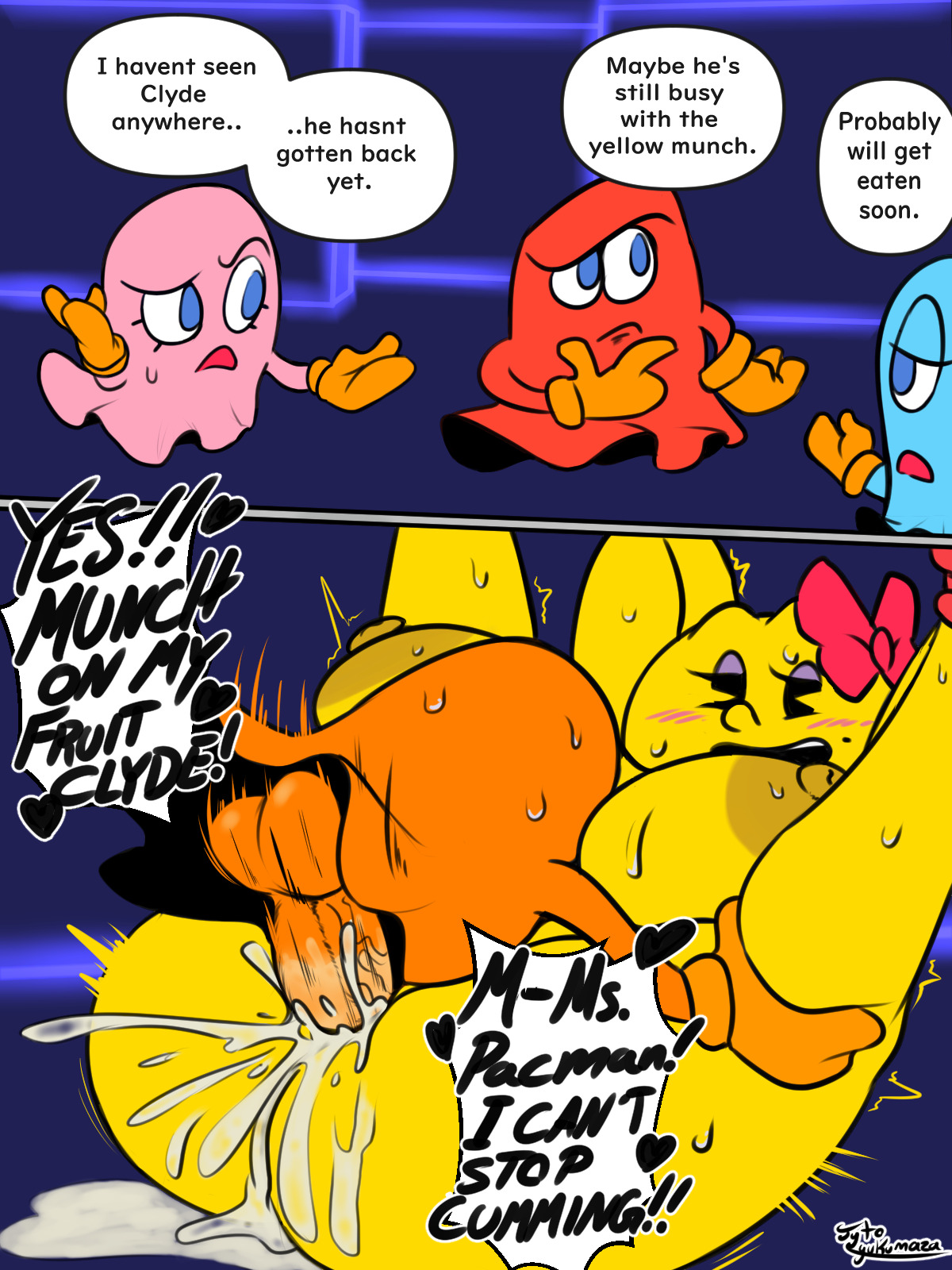 blinky (pac-man), capcom, clyde (pac-man), female, female penetrated, inky (pac-man), jyto, ms. pac-man, pac-man, pac-man (series), pinky (pac-man), tagme, thicc, vaginal, vaginal penetration, vaginal sex