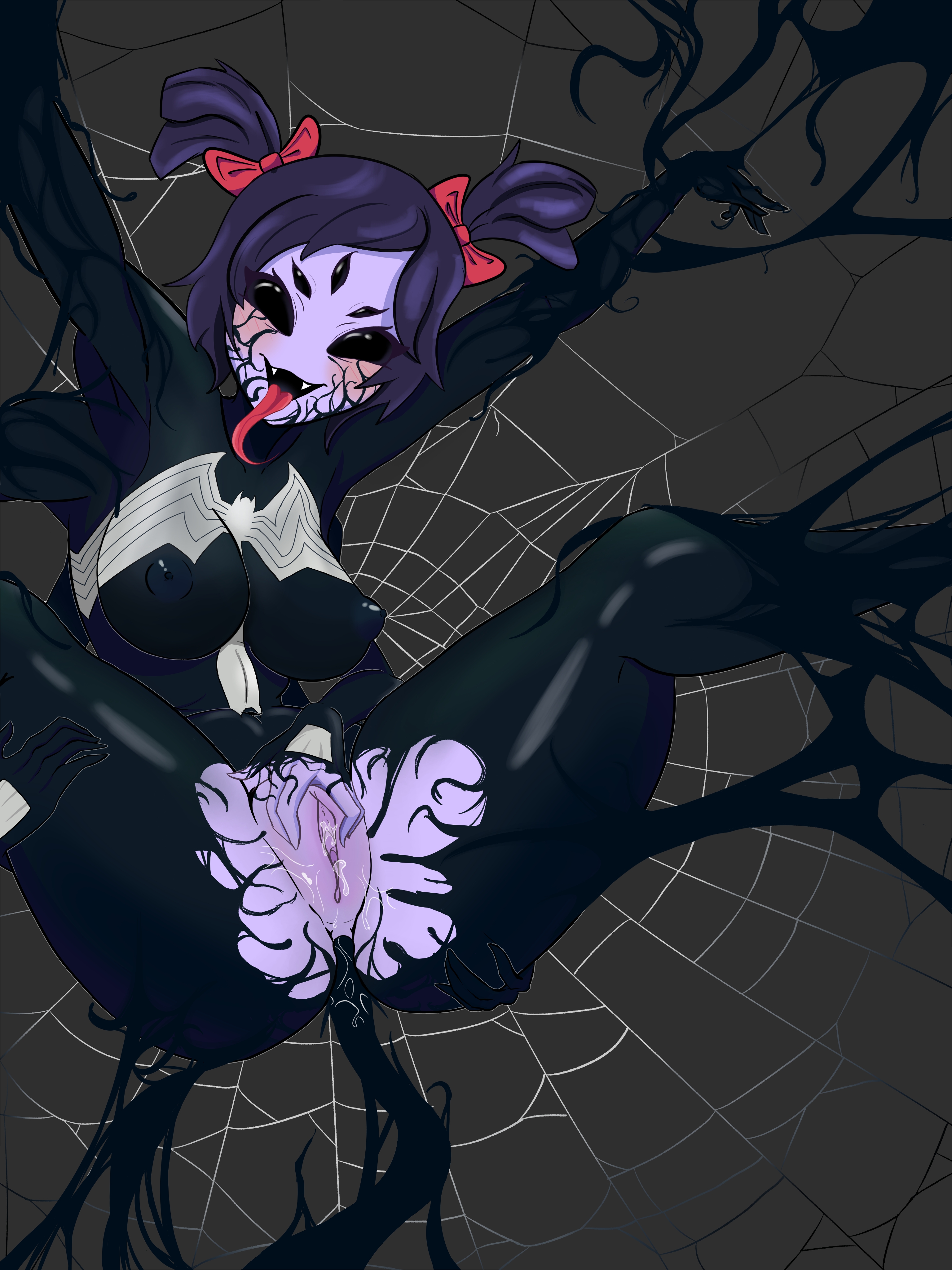 anal, anal sex, ass, blush, corruption, darcaccountart, goo, goo creature, marvel, monster girl, muffet, nipples, open mouth, orgasm, orgasm face, purple body, purple skin, pussy, smug, solo, solo female, solo focus, spider-man (series), symbiote, symbiote suit, symbiote takeover, tentacle, tentacle in ass, tentacle penetration, tounge out, transformation, undertale, undertale (series), vagina, venom (marvel), wet, wet pussy