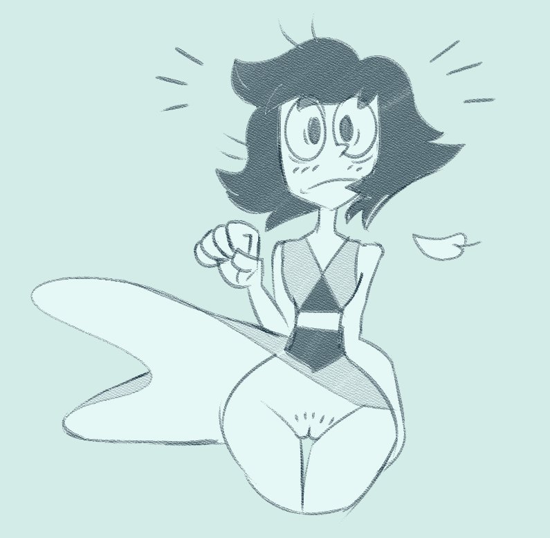 1girls, accidental exposure, black hair, blush, crop top, embarrassed, female, female focus, female only, hips, hips wider than shoulders, lapis lazuli (steven universe), leaf, light-skinned female, looking at viewer, midriff peek, monochrome, no panties, pubes, pubic hair, pulpdirector, pussy, skirt, skirt lift, solo, steven universe, surprised, surprised expression, thigh gap, upskirt, wide eyed, wide hips, wind lift