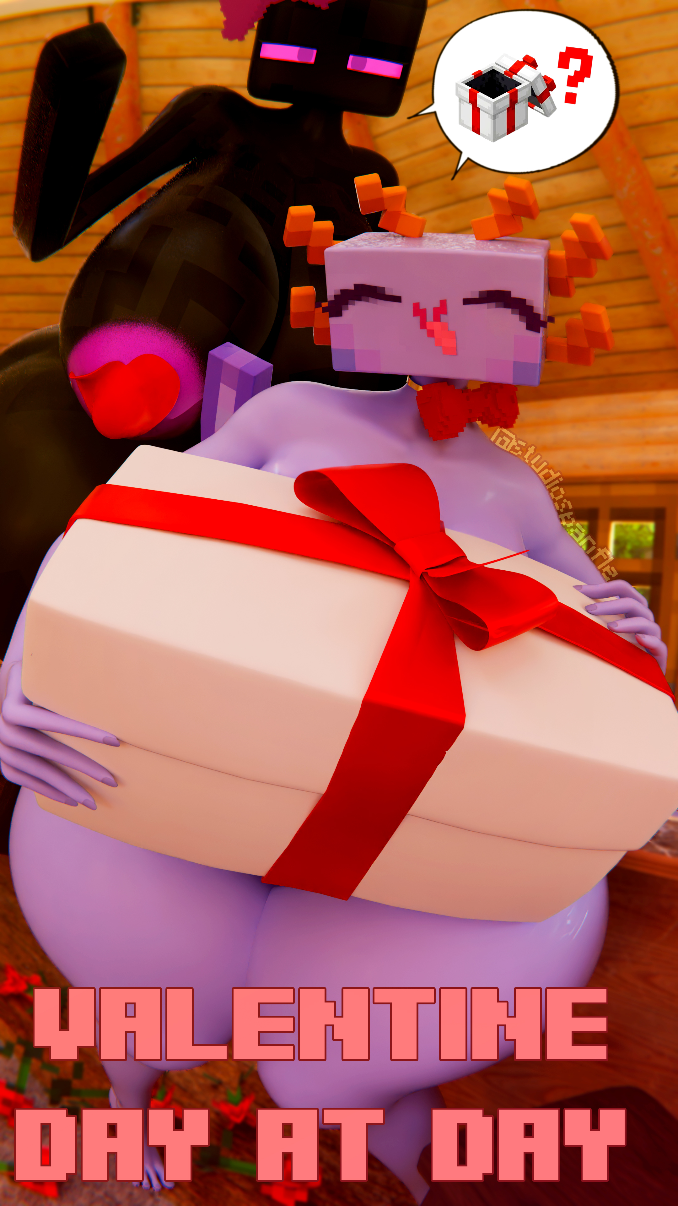 3d, 3d (artwork), areolae, ass, ass bigger than head, axolotl, axolotl (minecraft), big areola, big ass, big breasts, big thighs, black body, black skin, blue body, blue skin, breasts, breasts bigger than head, curvaceous, curvy, curvy figure, enderman, enderwoman, female, female humanoid, gift, glistening body, hi res, huge breasts, humanoid, looking at viewer, looking down, microsoft, minecraft, mojang, mouthless, nipples, nude, nude female, nude humanoid, orange nipples, panflestudios, puffy areola, puffy nipples, purple areola, purple eyes, purple nipples, steam, tagme, valentine's day, voluptuous, wet, wet body, wide hips