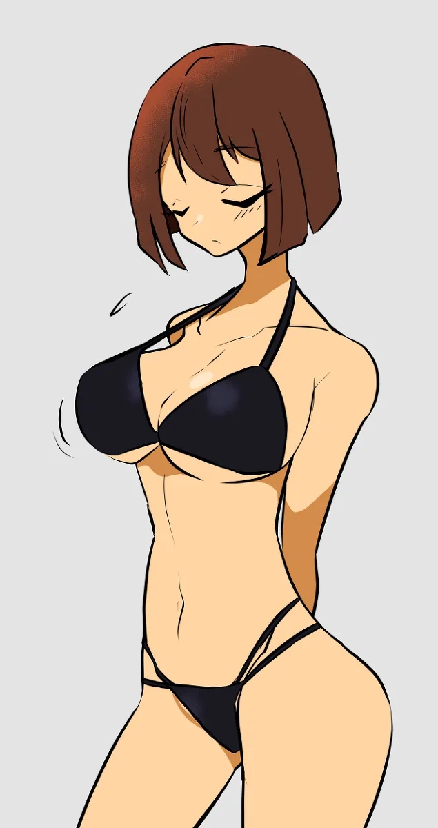 bra, eyes closed, female, female only, frisk, hourglass figure, lingerie, matatabi tukikage, solo, solo female, solo focus, undertale, underwear only