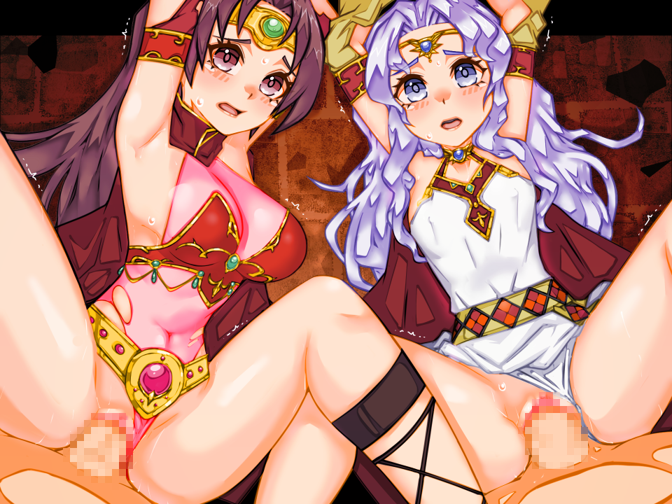 2boys 2girls alternate_costume armpits arms_up bare_legs blue_eyes bondage bound_wrists breasts brown_eyes brown_hair censored female female_focus femsub fire_emblem fire_emblem:_mystery_of_the_emblem fire_emblem:_shadow_dragon_and_the_blade_of_light fire_emblem:_thracia_776 fire_emblem_heroes group_sex legs leotard linde_(fire_emblem) linde_(khadein)_(fire_emblem) long_hair looking_at_viewer male maledom medium_breasts mimizunooka multiple_boys multiple_girls multiple_rape multiple_rapists nintendo official_alternate_costume open_mouth panties panties_aside ponytail purple_hair pussy rape sara_(fire_emblem) sara_(khadein)_(fire_emblem) sex small_breasts spread_legs sweat torn_clothes underwear vaginal_penetration white_panties