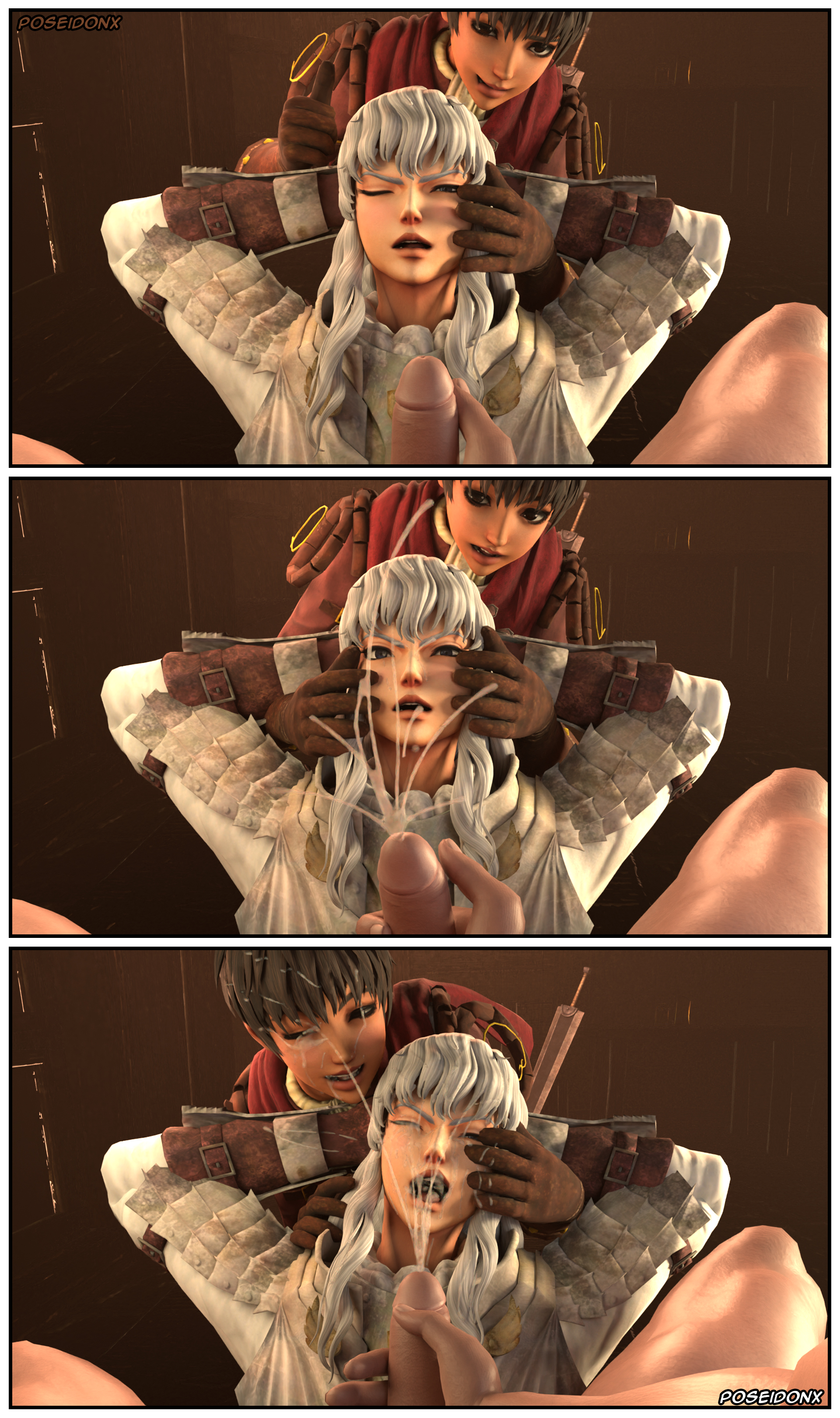 1girls, 2boys, 3d, berserk, bisexual, bisexual male, casca, cumshot, female, female supporting yaoi, femboy, gay, griffith, guts (berserk), human, long hair, male, male focus, multiple boys, multiple males, penis, poseidonx, small penis, tagme, threesome, yaoi