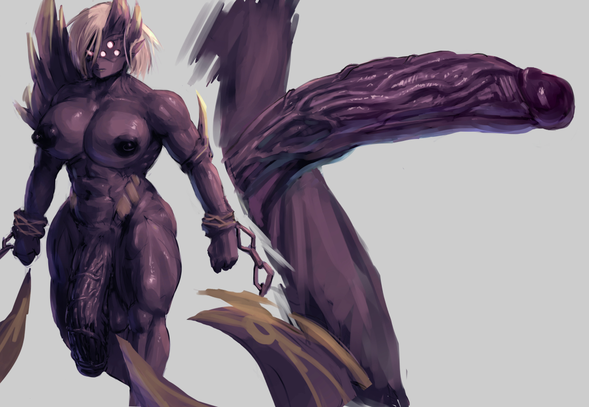 1futa, abs, areolae, balls, big breasts, blonde hair, breasts, collarbone, darkin, demon, demon girl, dickgirl, erection, female, futa only, futanari, g29, huge cock, humanoid, humanoid penis, intersex, league of legends, legends of runeterra, long penis, monster cock, muscular, muscular arms, muscular futa, muscular thighs, nipples, nude, penis, short hair, simple background, solo, standing, veins, veiny penis, xolaani (legends of runeterra)