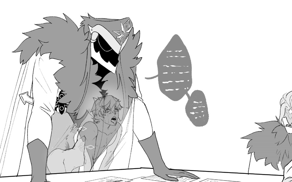 ahegao, anal sex, capitano (genshin impact), childe (genshin impact), clothed sex, dottore (genshin impact), genshin impact, hidden sex, male, male only, public sex, sex in public, soroboru x, tartaglia (genshin impact), yaoi