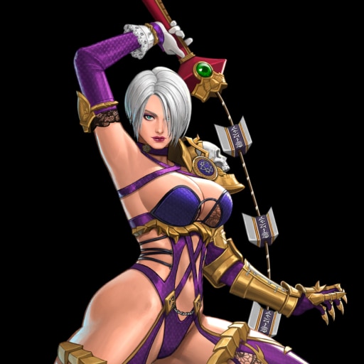 ass bdsm bdsm_gear bdsm_outfit big_ass big_breast blue_eyes breast gauntlets gray_hair gray_hair_over_one_eye isabella_valentine j_cup king_of_fighters_all_stars netmarble pauldrons soul_calibur soul_calibur_vi sword whip_sword