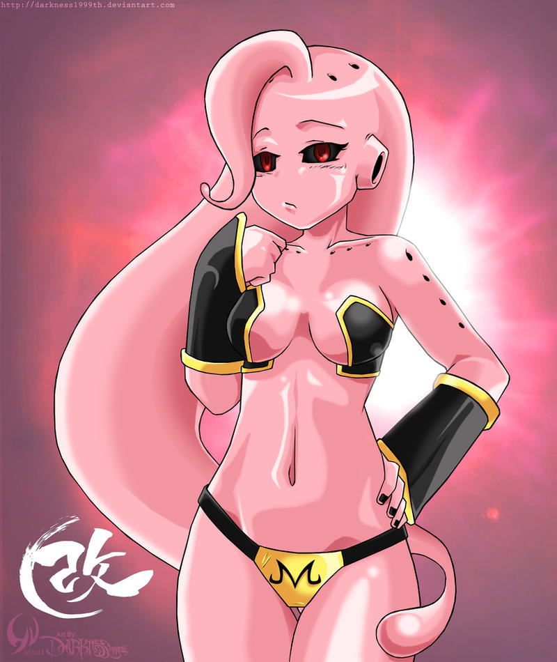 black_blush_lines black_nails black_sclera darkness1999th dragon_ball_xenoverse female_majin majin_mark monster_girl pink_body pink_skin red_eyes shiny_skin tagme touching_hip