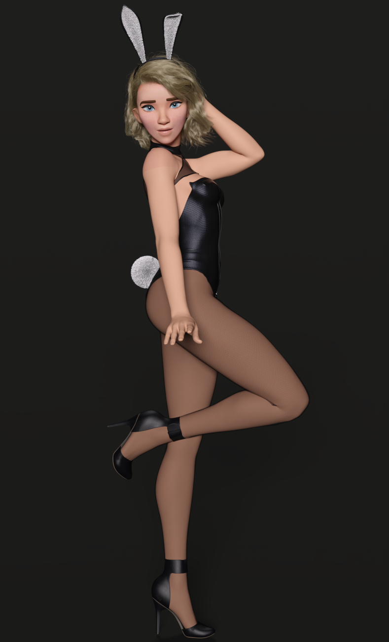 1girls 3d 3d_(artwork) ass bunny_ears bunny_girl bunnysuit daz3d daz_studio female female_only gwen_stacy heels high_heels human human_only light-skinned_female light_skin marvel pin3d small_breasts solo spider-gwen spider-man:_into_the_spider-verse spider-man_(series) tagme