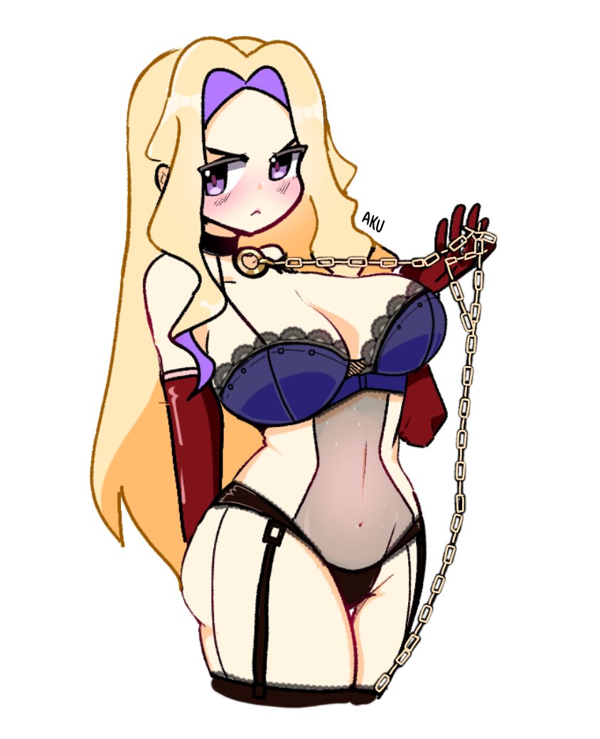 aku artist_request ass blonde_hair chains choker collar constance_von_nuvelle femsub fire_emblem fire_emblem:_three_houses leash lingerie long_hair nintendo source_request