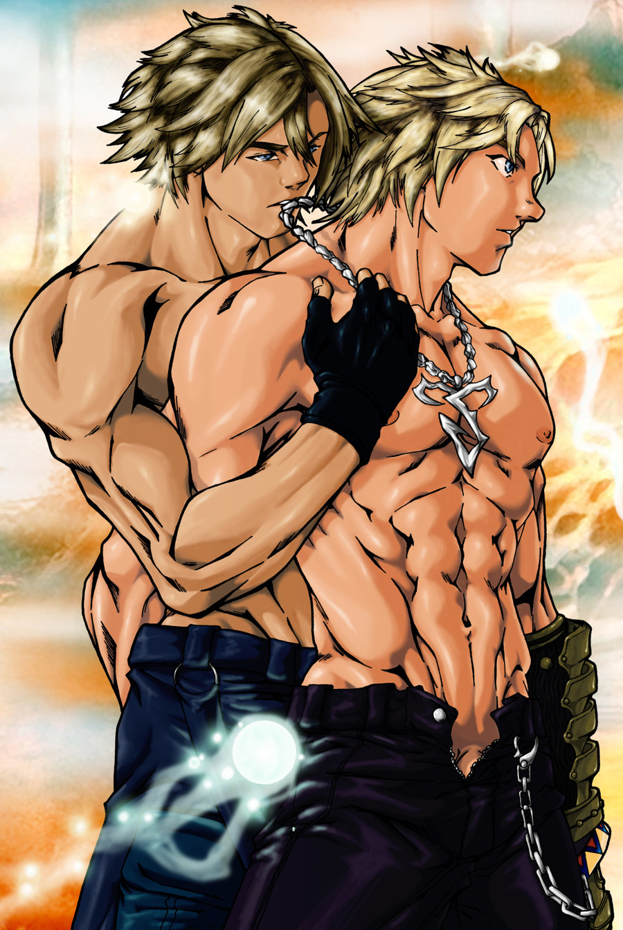 2boys bara final_fantasy final_fantasy_x final_fantasy_x-2 gay male male_only multiple_males muscle muscular muscular_male sakuseii shuyin tagme tidus video_games yaoi