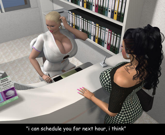 3d 3rd-art assistant big_breasts big_lips bimbofication brown_hair clinic doctor dr_bubenstein english_text huge_breasts kelly_(3rd-art) nurse