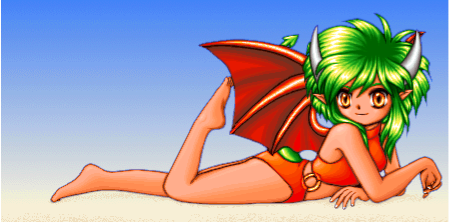 beach_suit draco_centauros dressed laying puyo_puyo puyo_puyo_fever puyo_puyo_sun