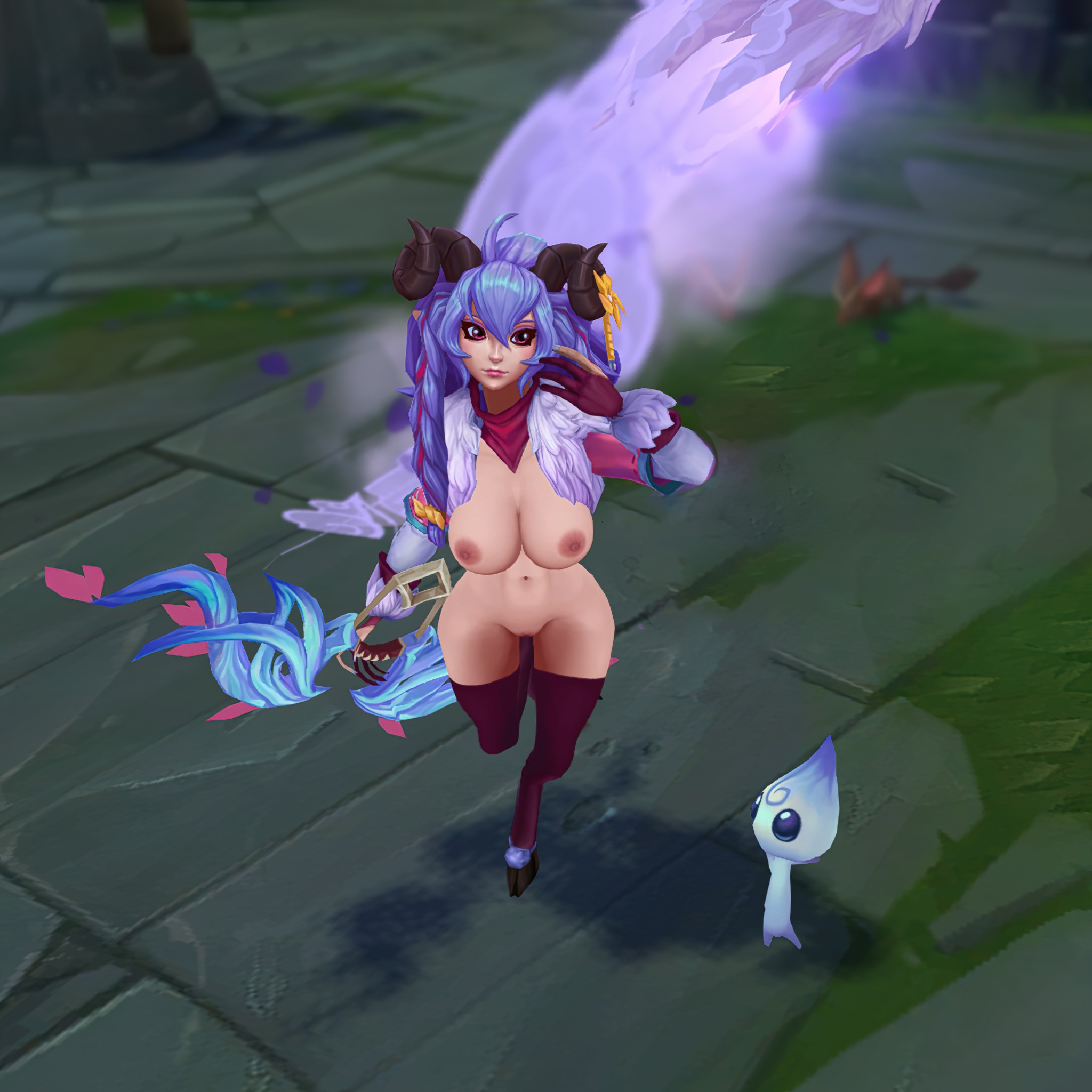1girls, 3d, areolae, ass, big ass, big breasts, big butt, breasts, female, female only, functionally nude, functionally nude female, kindred, lamb (league of legends), large breasts, league of legends, long hair, mod, ninfrock, nipples, purple hair, pussy, shaved pussy, solo, solo female, spirit blossom kindred, spirit blossom series, thick thighs, wide hips
