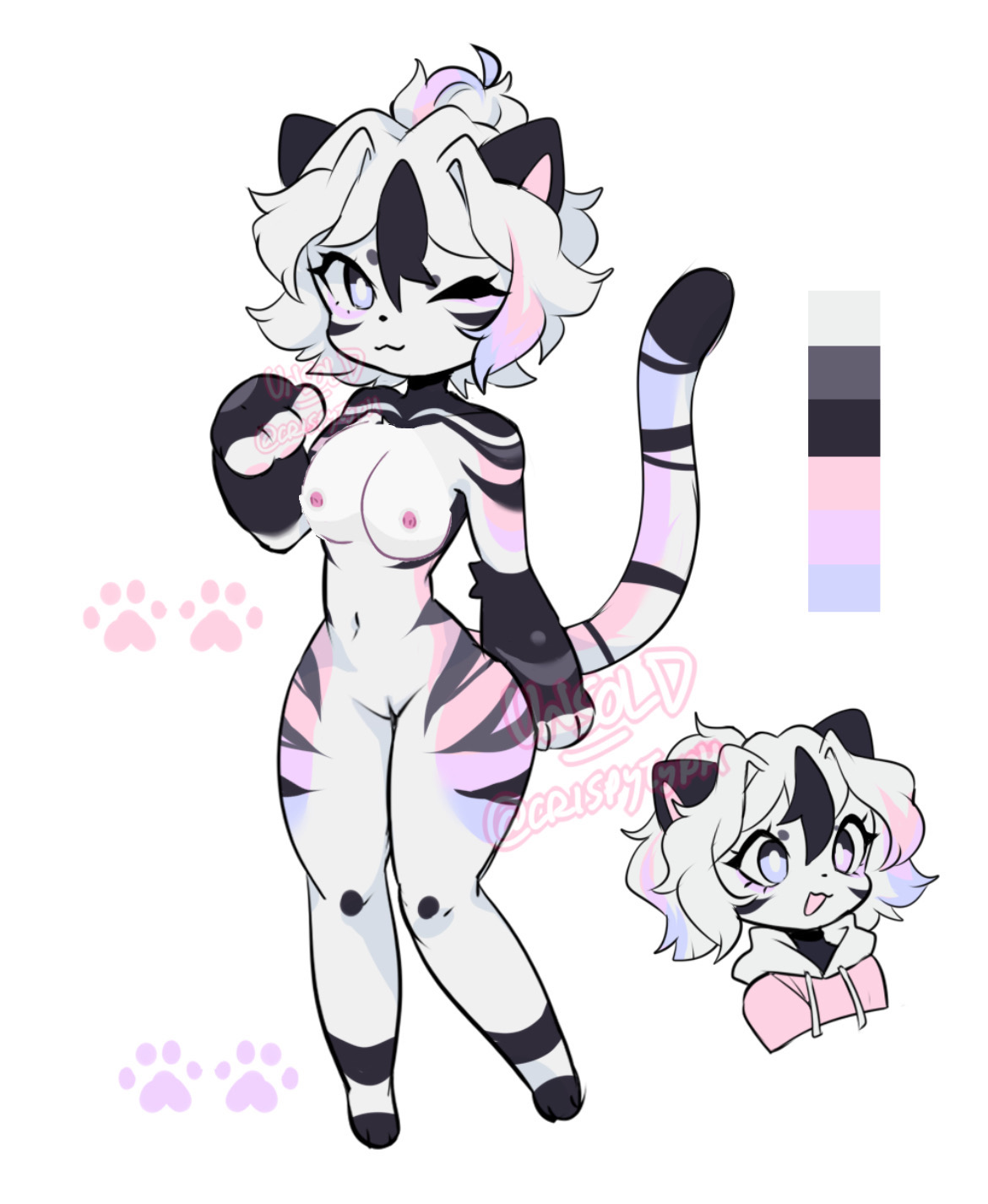animation meme community, breasts, edit, female, nude, pussy, typh, white fur