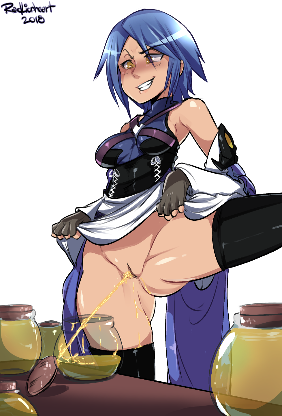 aqua_(kingdom_hearts) kingdom_hearts pee_in_glass pee_on_desk peeing peeing_in_cup peeing_into_cup pubic_hair pussy radlionheart square_enix standing_pee table transparent_background urinating urinating_female urine urine_in_container urine_on_butt urine_on_thighs urine_stream