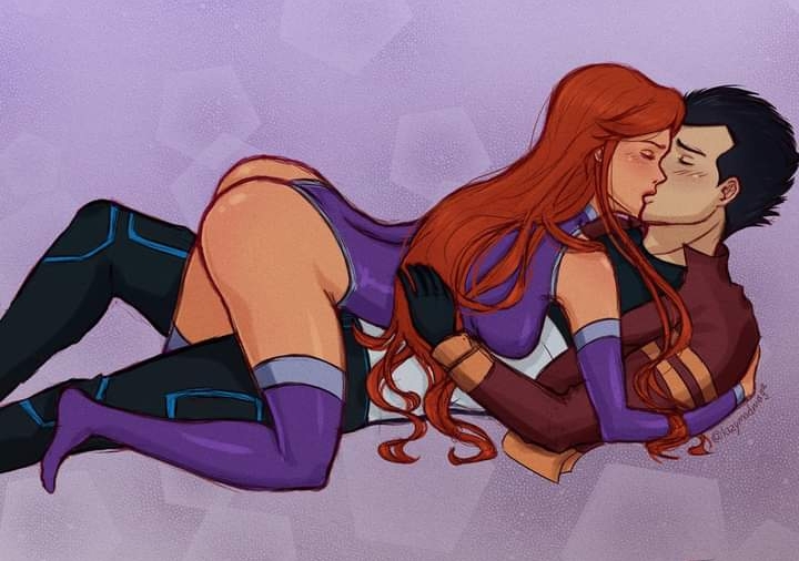 1boy 1boy1girl 1girls artist_request ass big_ass black_hair cartoon_network cheating cheating_girlfriend crossover curvy curvy_female curvy_figure dat_ass dc dc_comics dcamu female generator_rex kissing koriand'r long_hair male male/female mexican_male rex_salazar starfire starfire_(dcamu) straight straight_hair superhero superheroine tamaranean teen_titans wedgie wide_hips