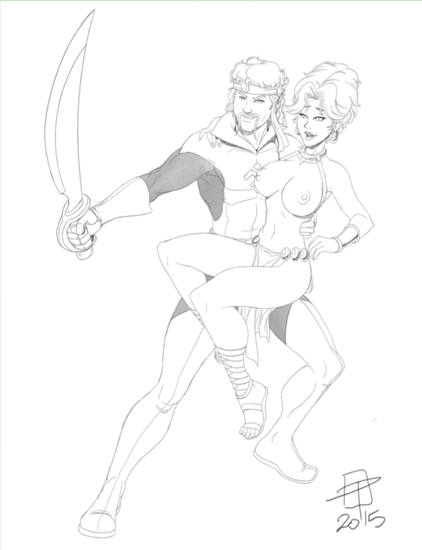 1boy 1boy1girl 1girls 2015 beard big_breasts boots breasts callmepo carrying carrying_partner colorless corsair female gloves happy husband_and_wife katherine_summers loincloth male male/female marvel marvel_comics mature mature_female mature_male muscular muscular_male nipples spade straight superhero wide_hips x-men