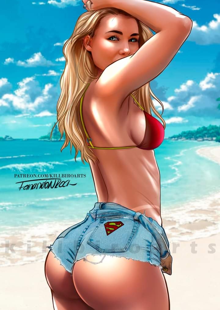 1girls ass ass_focus big_ass big_butt blonde_hair bra curvy curvy_female curvy_figure dat_ass dc dc_comics fat_ass fat_cheeks female female_only jean_shorts kara_zor-el killbiro kryptonian light-skinned_female shorts solo straight_hair supergirl superheroine superman_(series) thick voluptuous voluptuous_female wide_hips