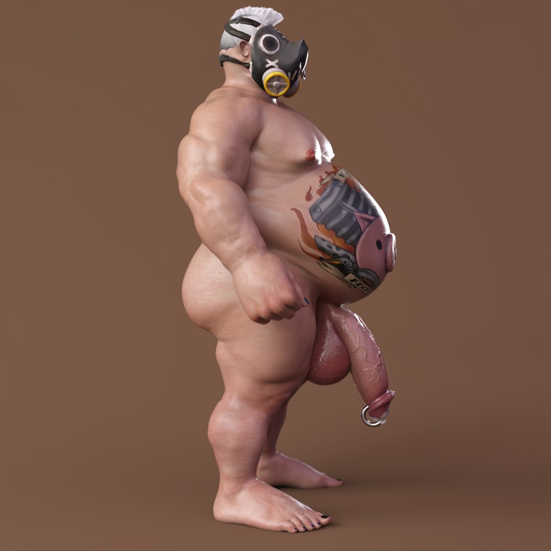 1boy, 3d, ass, balls, big ass, big balls, big belly, big butt, big penis, cum, fat, fat ass, fat male, male, male only, nsfwmaker, obese, obese male, overwatch, overweight, penis, roadhog, solo, solo male, veiny penis
