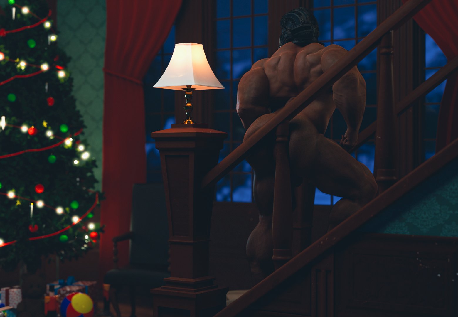 1boy 3d ass bara big_ass big_butt christmas clayton_carmine fat_ass gears_of_war male male_only muscular muscular_male nsfwmaker solo solo_male