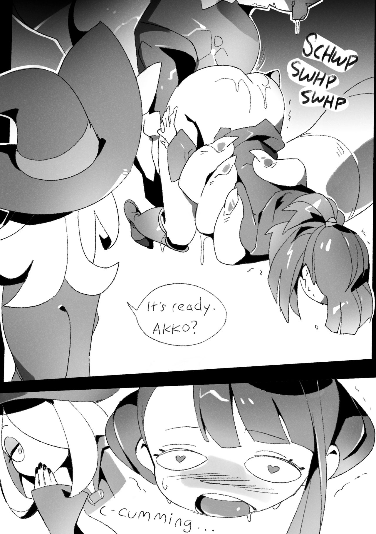 atsuko kagari, cunnilingus, deep cunnilingus, female, little witch academia, long tongue, minotaur, monster, monster rape, pussy, pussy juice, rape, squirting, sucy manbavaran, tongue fucking, tongue in pussy