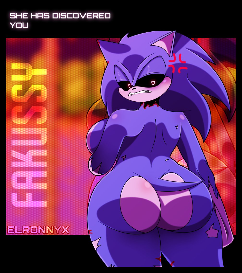 big_breasts elronnyx exe_(revie) faker_(revie) fakussy female friday_night_funkin heart-shaped_pupils huge_ass looking_back_at_viewer rage rule_63 sonic.exe sonic.exe_(series) text