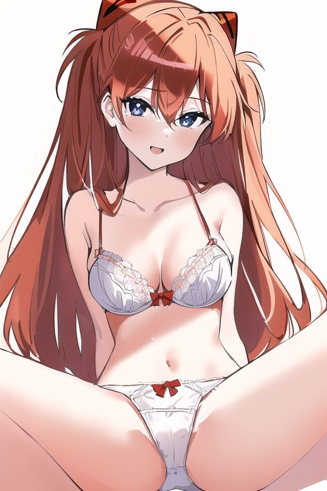 ai generated, asuka langley sohryu, blue eyes, bra, female, looking at viewer, neon genesis evangelion, panties, red hair, tagme, zzztube